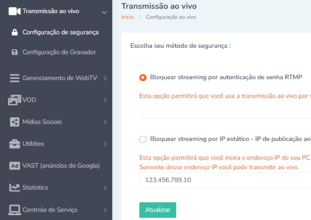 Transmissão ao vivo