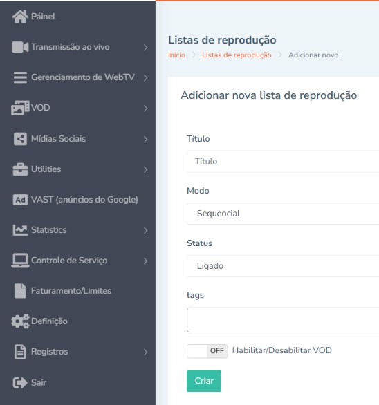 Gerenciador de playlists